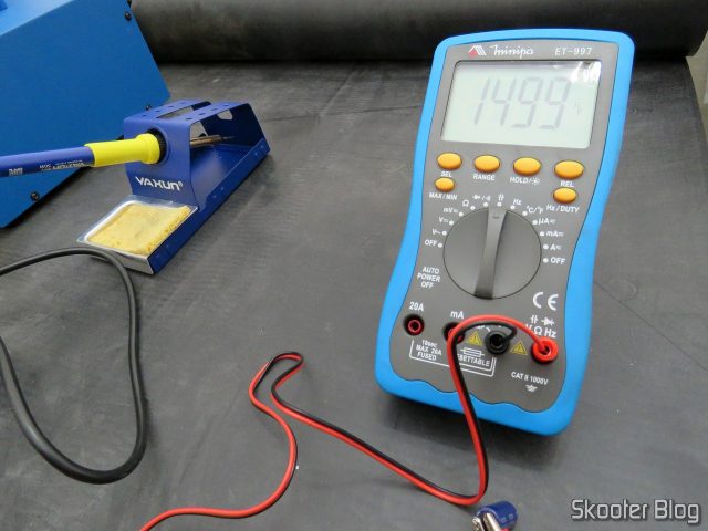 Capacitância do capacitor de 2200µF removido, abaixo do normal.