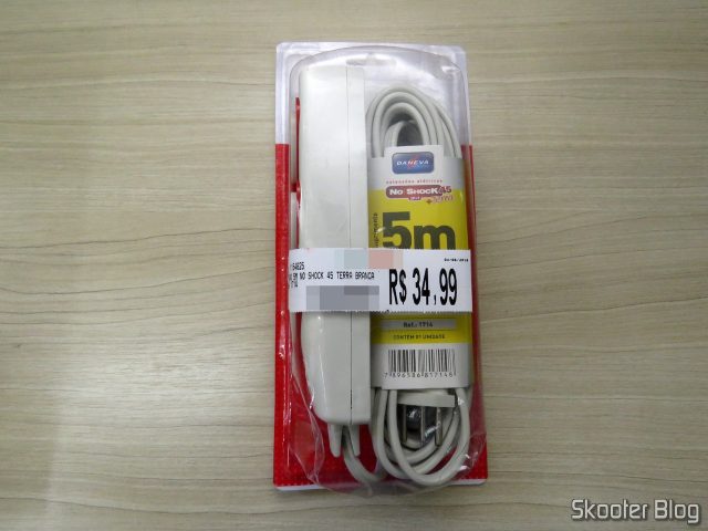 Extensão Daneva No Shock 45 Cabo PP Plano 3x0,75mm² 2P+T 10A/250V~ 5 metros.