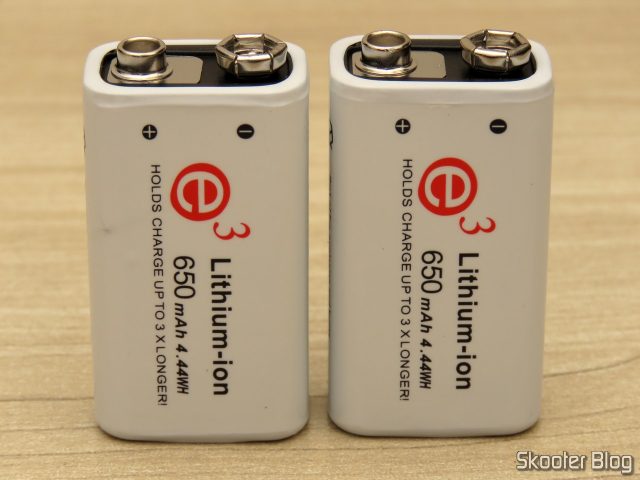 Baterias Recarregáveis 6F22 9V Li-Ion 650 mAh Soshine.