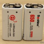 Baterias Recarregáveis 6F22 9V Li-Ion 650 mAh Soshine.