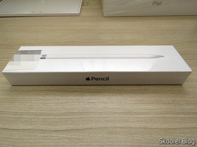 Apple Pencil para iPad MKC0C2LZ/A, em sua embalagem.