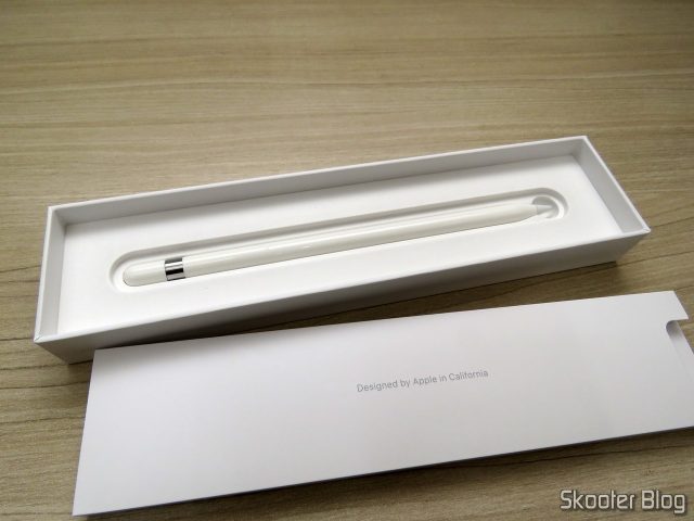 Apple Pencil para iPad MKC0C2LZ/A, em sua embalagem.