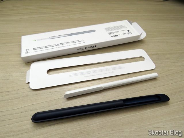 Apple Pencil Case, e sua embalagem.