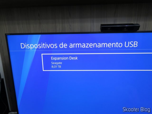 HD Externo Seagate Expansion 8TB detectado no Playstation 4 Pro.