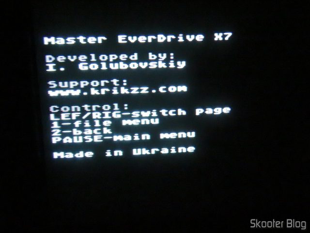 Master Everdrive X7 Deluxe, em funcionamento.