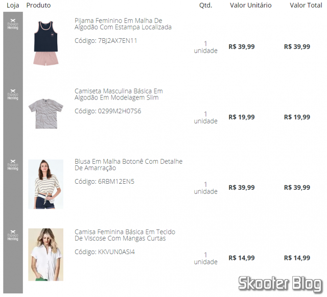 Meu pedido da Black Friday no Outlet Espaço Hering.