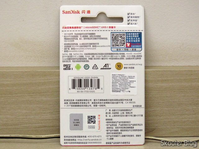 Sandisk microSDHC Ultra UHS-1 32GB - AliExpress (original), em sua embalagem.