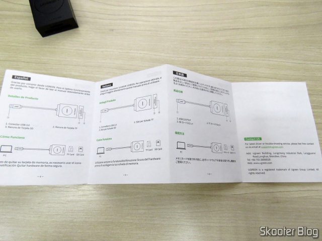 Manual de Instruções do Leitor de Cartões SD e microSD Ugreen USB 3.0.
