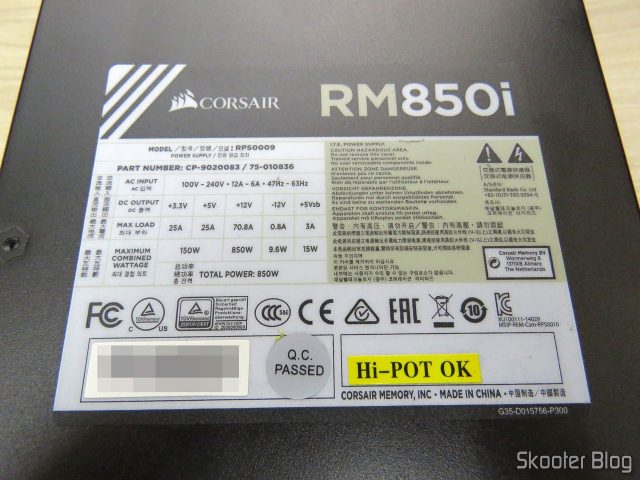 Fonte de alimentação Corsair RMi Series™ RM850i.