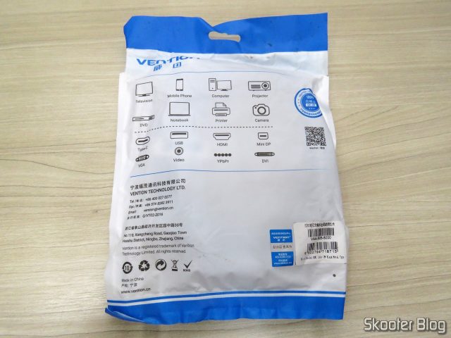 8º Cabo HDMI 2.0 4K 3D 60Hz Vention de 2 metros, em sua embalagem.