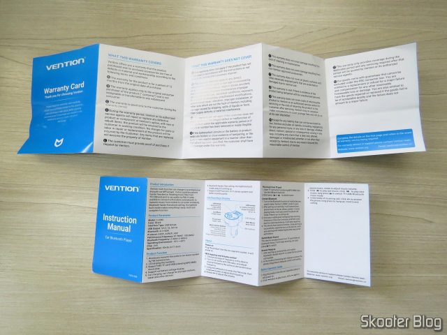Manual de Instruções e Certificado de Garantia do Vention Car Bluetooth Player Multifunção.