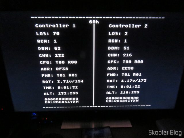 Tela da ferramenta de teste do Joyzz para flashcarts, com ambos os Joyzz conectados.