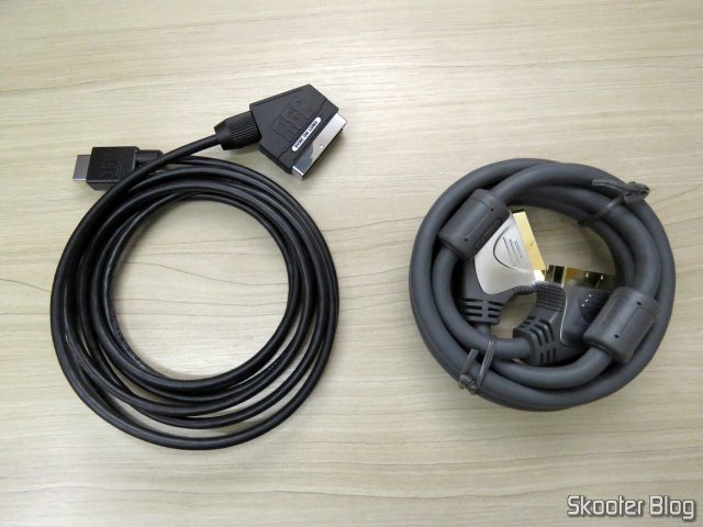 Cabo SCART RGB Packapunch PlayStation 1 (PS1) c/ sync on luma + Guncon port 3.0m e o Cabo EuroSCART totalmente blindado macho-macho 2.0m.