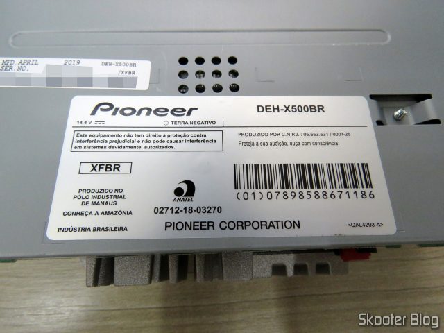 Som Automotivo Pioneer CD Player MP3 AM/FM - Bluetooth USB Auxiliar DEH-X500BR.
