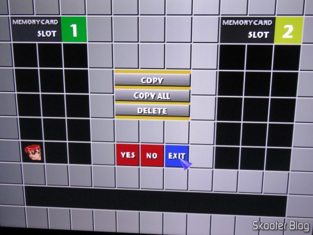 Memory Card de 1MB para Playstation 1 (PS1), em funcionamento no meu Playstation One.