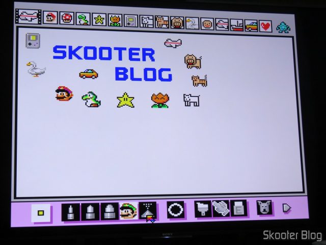 Mario Paint com o Mouse Óptico para Super Nintendo Hyperkin Click Retro Style Mouse.