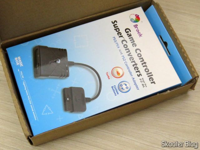 Pacote com o Adaptador de Controle Playstation PS3/PS4 para PS2/PS1/PC Brook Game Controller Super Converters Magic Box P2-BL.