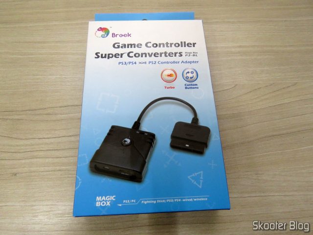 Adaptador de Controle Playstation PS3/PS4 para PS2/PS1/PC Brook Game Controller Super Converters Magic Box P2-BL, em sua embalagem.