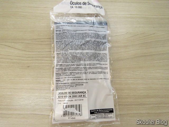 Óculos de Segurança policarbonato antirrisco proteção UV transparente VISION 2000 3M.