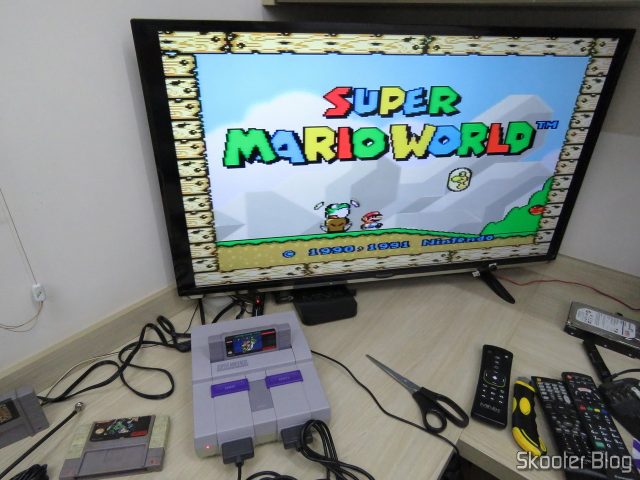 Super Nintendo Original NTSC PCB SHVC-CPU-01 CPU/PPU1/PPU2 1/1/1, em funcionamento.