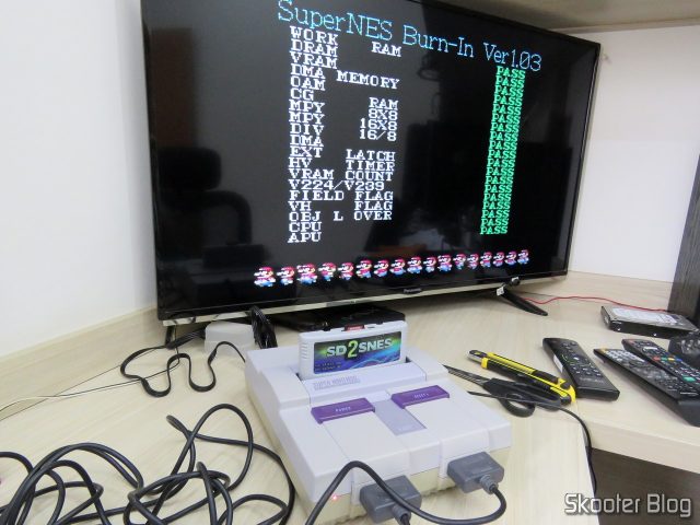 Super Nintendo Original NTSC PCB SHVC-CPU-01 CPU/PPU1/PPU2 2/1/3, sendo testado.