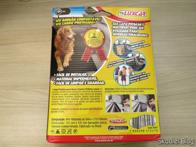 Capa Protetora para Banco Traseiro Pet & Car Impermeável Luxcar, em sua embalagem.