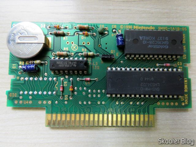 Placa do Cartucho Super Mario World, com o CIC faltando.
