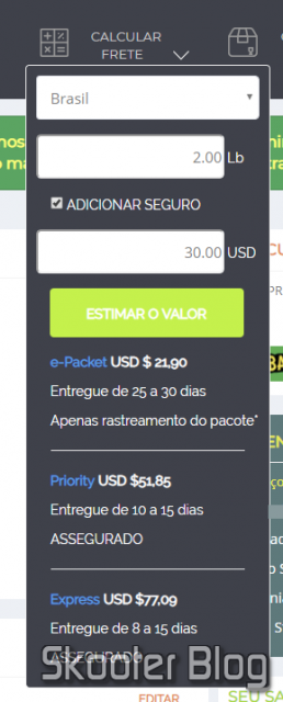 Calculadora de Frete na Envios Diretos.