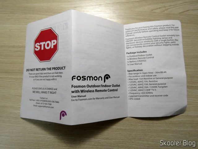 Manual de Instruções da Fosmon Wireless Remote Control Outlet C-10683.