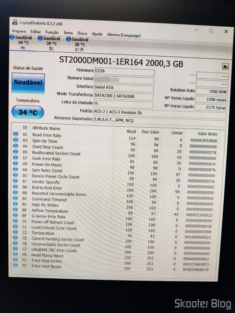 CrystalDiskInfo mostrando as informações do HDD onde estava o sistema operacional.