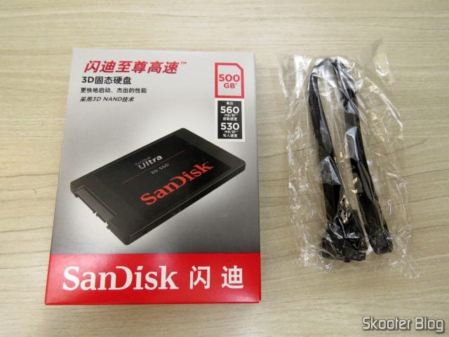 2º SSD Sandisk ULTRA 3D 500GB 2.5 polegadas SATA III, em sua embalagem.