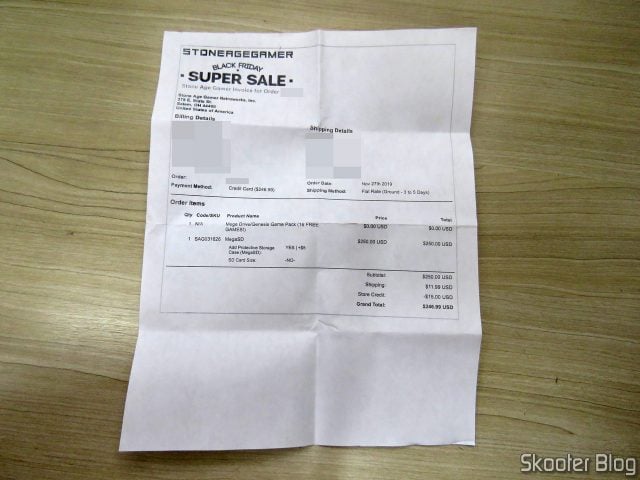 Invoice do Terraonion MegaSD.