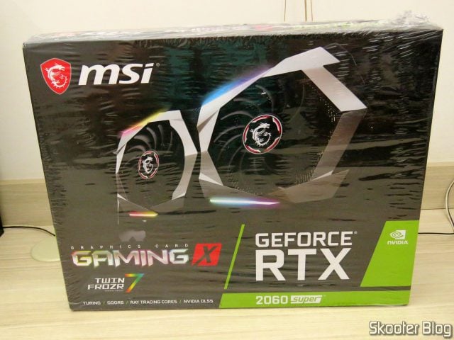 Placa de Vídeo MSI Gaming GeForce RTX 2060 Super 8GB, em sua embalagem.