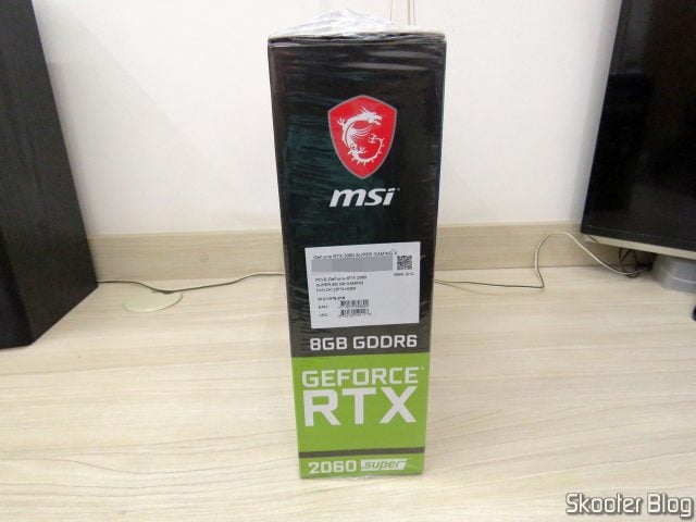 Placa de Vídeo MSI Gaming GeForce RTX 2060 Super 8GB, em sua embalagem.
