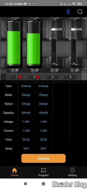 Aplicativo para Android do Carregador de Baterias Inteligente SKYRC MC3000 Universal Multi-Química Bluetooth.