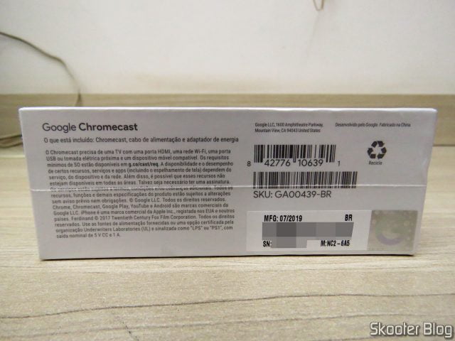 Chromecast 3, em sua embalagem.