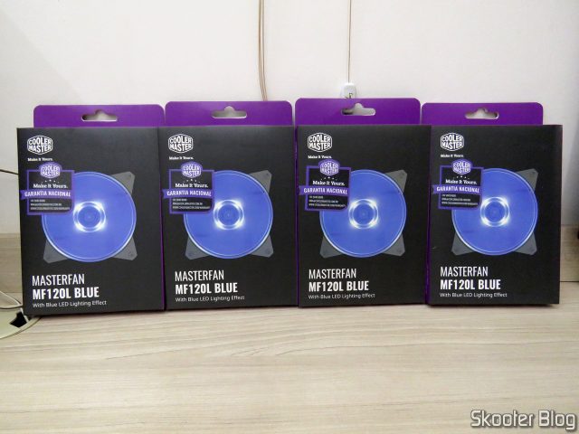Kit c/ 4 Fan - Cooler Master Masterfan MF120L Blue 120mm 12cm LED Azul.