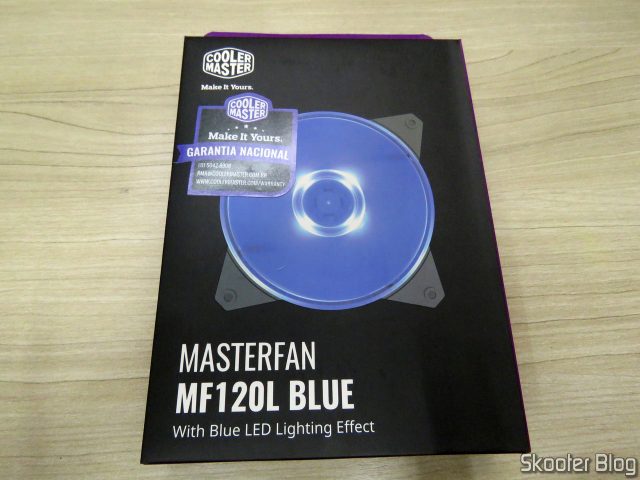 Cooler Master Masterfan MF120L Blue 120mm 12cm LED Azul, em sua embalagem.