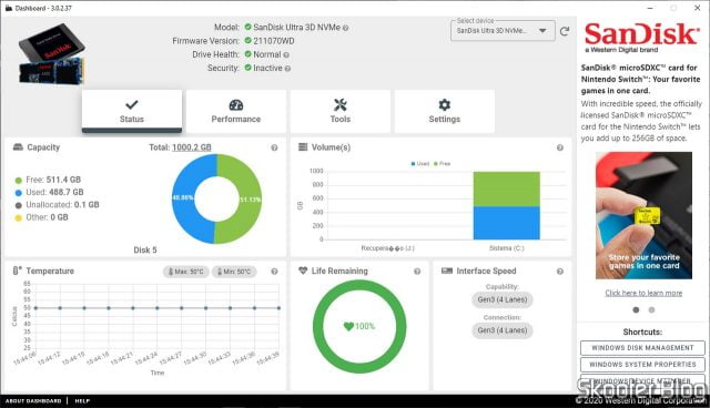 Sandisk SSD Dashboard 3.0.2.37.