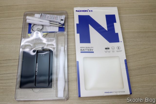 Bateria Nohon BM3L para Xiaomi Mi 9, e seus acessórios.