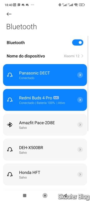Redmi Buds 4 Pro conectados ao Xiaomi 12.