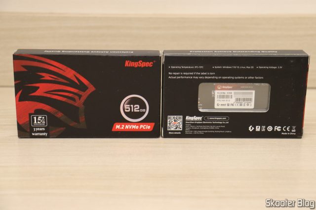 SSDs M.2 NVME KingSpec 512GB 2280 PCIe 3.0 NX Series, em suas embalagens.