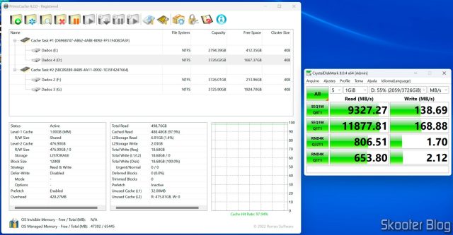 Desempenho do HDD com o PrimoCache ativado.