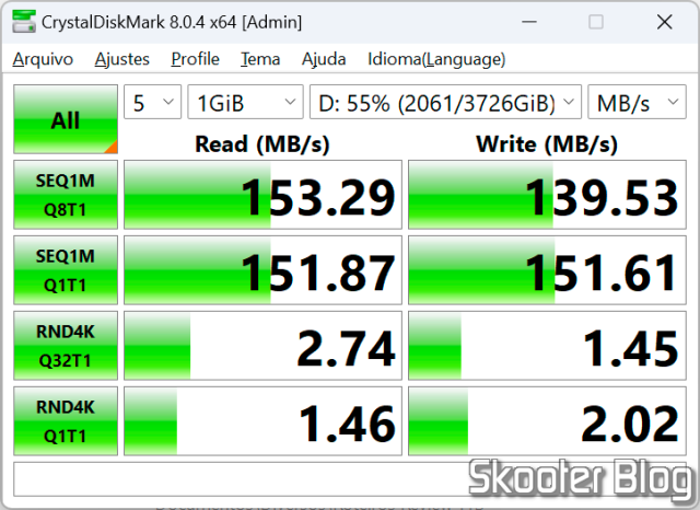 Desempenho do HDD com o PrimoCache desativado.