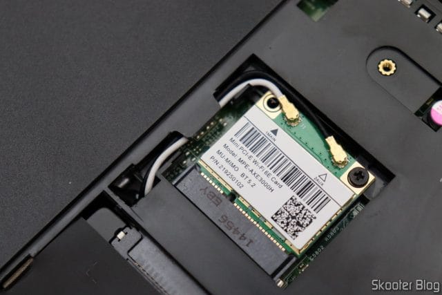 Cartão Mini PCI-E WiFi 6E AX210HMW Bluetooth 5.2 MPE-AXE3000H AX210 Intel 802.11ax, já instalado no Dell Inspiron 14-3442-B10.