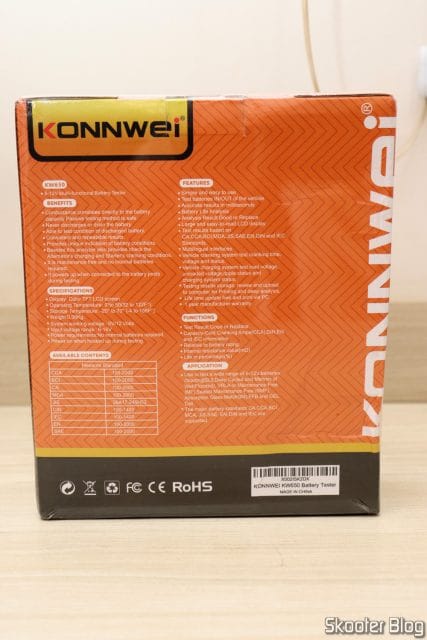 Parte traseira da embalagem do KONNWEI KW650.