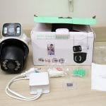 Primeira Câmera WiFi BESDER 8MP PTZ, com embalagem e acessórios.