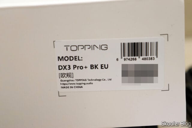Embalagem do DAC Topping DX3 Pro+.