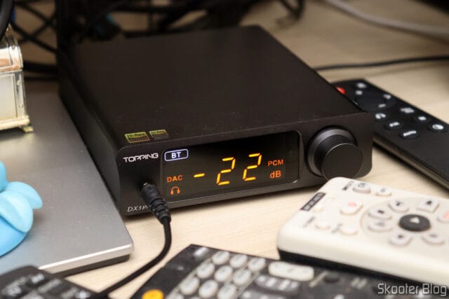 DAC Topping DX3 Pro+, em funcionamento.