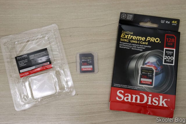 Cartão de Memória SD SanDisk Extreme PRO 128G, com embalagem e licença do Rescue Pro Deluxe.